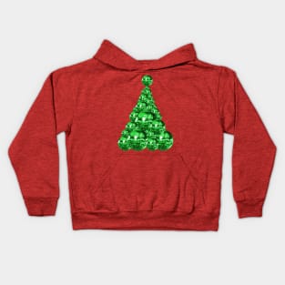 Groovy Green Disco Ball Christmas Tree Kids Hoodie